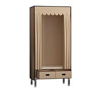 HXZJUIKL Armoire, étagères portatives en toile, armoire en tissu avec rail de suspension et 3 tiroirs, organiseur de rangement pour vêtements, marron, 70 x 45 x 168 cm
