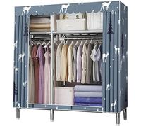 HXZJUIKL Armoire, étagères portatives en toile, vêtements en tissu, organisateur de rangement avec rail de suspension, étagères, C-130 x 45 x 170 cm
