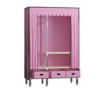 HXZJUIKL Armoire portable avec penderie et tiroirs, pliable, rose, 105 x 45 x 168 cm