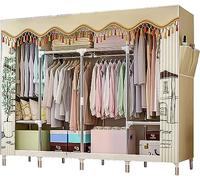 HXZJUIKL Armoire portable en tissu avec pompons, design pour chambre à coucher, armoire en métal, armoire à la maison, armoire E, 173 x 165 x 45 cm