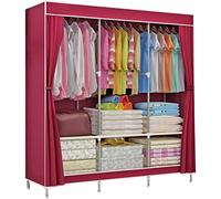 HXZJUIKL Armoire portable en toile, armoires en tissu avec rail de suspension, housse en tissu, organiseur de rangement pour vêtements, chaussures, rose, 129 x 45 x 167 cm