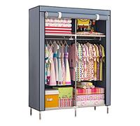 HXZJUIKL Armoire portable en toile avec penderie, étagères, salon, rouge, 90 x 46 x 168 cm