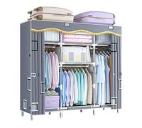 HXZJUIKL Armoire portable en toile avec rail de suspension, étagères, housse en tissu, A-143 x 45 x 170 cm