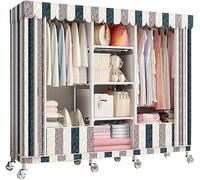 HXZJUIKL Armoire portable en toile avec rail de suspension, étagères, vêtements - Organisateur de rangement pour vêtements, sacs, C-160 x 45 x 170 cm