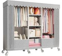 HXZJUIKL Armoire portable en toile avec rail de suspension, étagères, vêtements - Organisateur de rangement pour vêtements, sacs, B-160 x 45 x 170 cm