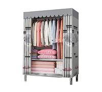 HXZJUIKL Armoire portable en toile de tissu, pliable, organiseur de rangement avec rail de suspension, étagères, D-86 x 46 x 175 cm