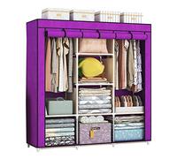 HXZJUIKL Armoire portable en toile, organiseur de rangement pour vêtements en tissu avec rail de suspension, étagères, salon, B-118 x 45 x 165 cm