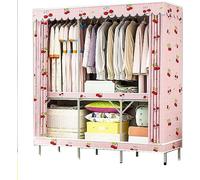 HXZJUIKL Armoire portative en tissu rose - Armoire à vêtements pour la maison - Rail ouvert - Armoire de chambre à coucher - Armoire pliante en métal portable - 168 x 170 x 48 cm