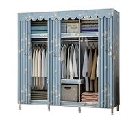 HXZJUIKL Armoire portative en toile, penderie en tissu avec rail de suspension, organisateur de rangement pour vêtements, B-128 x 45 x 172 cm
