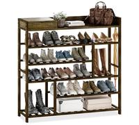 HXZJUIKL Banc à chaussures en bambou avec boîte transparente, étagère à chaussures à 6 niveaux pour placard, armoire à chaussures en bois pour entrée, garage, chambre à coucher, couloir (A)