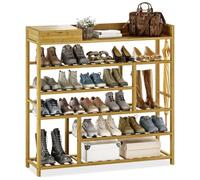 HXZJUIKL Banc à chaussures en bambou avec boîte transparente, étagère à chaussures à 6 niveaux pour placard, armoire à chaussures en bois pour entrée, garage, chambre à coucher, couloir (C)