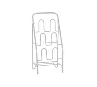 HXZJUIKL Banc à chaussures en métal à 3 niveaux pour entrée, salle de bain, maison, étagère à chaussures autonome pour chaussures plates et pantoufles, organiseur de chaussures multifonction (blanc)