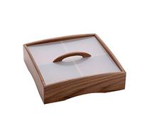 HXZJUIKL Corbeille à fruits en bois avec 4 grilles, assiette en bois pour fruits, assiette pour collations au melon et aux noix, assiette créative pour fruits (taille unique D)