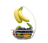 HXZJUIKL Corbeille à fruits en fil de fer pour plan de travail de cuisine, panier à fruits avec crochet pour bananes, support pour bananes avec plateaux