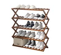 HXZJUIKL Étagère à chaussures pliable en bambou, 5 niveaux, installation verticale, organiseur de chaussures pliable gratuit pour chambre à coucher, couloir, placard (100 cm)