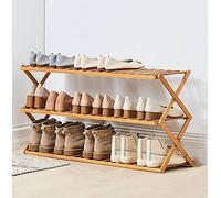 HXZJUIKL Étagère à chaussures pliable en bambou avec plusieurs niveaux - Étagère à chaussures autonome sans assemblage pour entrée, chambre à coucher, jardin (50 cm) (3 niveaux B 98 x 25 x 45 H)
