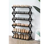 HXZJUIKL Étagère à chaussures pliable en bambou avec plusieurs niveaux - Étagère à chaussures autonome sans assemblage pour entrée, chambre à coucher, jardin (50 cm) (6 niveaux G 68,1 cm x 25,4 cm P x