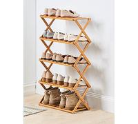 HXZJUIKL Étagère à chaussures pliable en bambou avec plusieurs niveaux - Étagère à chaussures autonome sans assemblage pour entrée, chambre à coucher, jardin (50 cm) (50 cm x 25 cm x 35 cm (l x P x H)