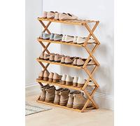 HXZJUIKL Étagère à chaussures pliable en bambou avec plusieurs niveaux - Étagère à chaussures autonome sans assemblage pour entrée, chambre à coucher, jardin (50 cm) (5 niveaux, 68,1 x 25,4 x 89,1 cm)