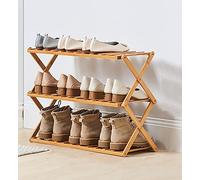 HXZJUIKL Étagère à chaussures pliable en bambou avec plusieurs niveaux - Étagère à chaussures autonome sans assemblage pour entrée, chambre à coucher, jardin (50 cm) (3 niveaux de 68,1 x 25,4 x 45,2