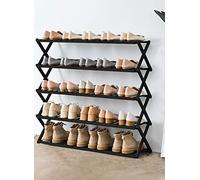 HXZJUIKL Étagère à chaussures pliable en bambou avec plusieurs niveaux - Étagère à chaussures autonome sans assemblage pour entrée, chambre à coucher, jardin (50 cm) (5 niveaux) J 98 x 25 x 89 cm (l x