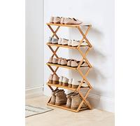 HXZJUIKL Étagère à chaussures pliante en bambou avec plusieurs niveaux Étagère à chaussures autonome sans assemblage pour entrée, chambre à coucher, jardin (50 cm) (50 x 25 x 89 cm)