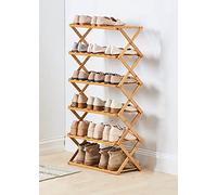 HXZJUIKL Étagère à chaussures pliante en bambou avec plusieurs niveaux - Étagère à chaussures autonome sans assemblage pour entrée, chambre à coucher, jardin (50 cm) (50 cm x 25 cm x 10 cm (l x P x H)