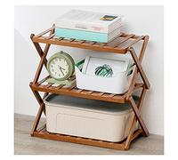 HXZJUIKL Étagère pliable en bambou pour micro-ondes à 3 niveaux avec bibliothèque, étagère à chaussures, étagère de rangement au sol de cuisine