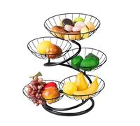 HXZJUIKL Grand bol à fruits de cuisine à 5 niveaux en métal pour comptoir, panier à fruits amovible, support de stockage de fruits pour plateaux à sandwich (Noir)