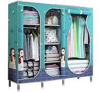 HXZJUIKL Grande armoire portable en tissu pour chambre à coucher, armoire pliante créative à 3 portes, 168 x 45 x 145 cm