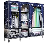 HXZJUIKL Grande armoire portable en tissu pour chambre à coucher, armoire pliante créative à 3 portes, 168 x 45 x 145 cm