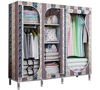 HXZJUIKL Grande armoire portable en tissu pour chambre à coucher, armoire pliante créative à 3 portes, 168 x 45 x 145 cm