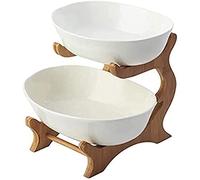 HXZJUIKL Présentoir à fruits, plateau en bois double épaisseur pour salon, plateau pour collations et fruits, plateau pour collations et pains (porcelaine blanche L)