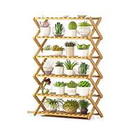 HXZJUIKL Support pour Plantes, Étagère pour Plantes, Table pour Plantes, Étagère pour Plantes en Bois De Bambou, Présentoir Pliable pour Fleurs, Présentoir D'Intérieur, (A-91 * 31 * 70Cm)