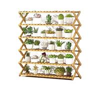 HXZJUIKL Support pour Plantes, Étagère pour Plantes, Table pour Plantes, Étagère pour Plantes en Bois De Bambou, Présentoir Pliable pour Fleurs, Présentoir D'Intérieur, (A-91 * 31 * 100Cm)