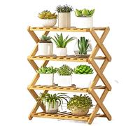 HXZJUIKL Support pour Plantes, Étagère pour Plantes, Table pour Plantes, Étagère pour Plantes en Bois De Bambou, Présentoir Pliable pour Fleurs, Présentoir D'Intérieur, (A-58 * 31 * 50Cm)