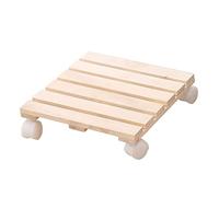 HXZJUIKL Support pour Pot De Fleurs en Bois avec roulettes Verrouillables À 360° Et Plateau À Soucoupe(Couleur Bois - 35 Cm/14 Pouces)