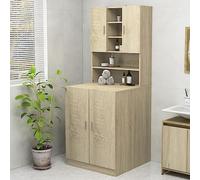HXZZXS Meuble pour machine à laver avec portes en chêne Sonoma en bois multicouche, 70,5 x 25,5 x 90 cm, armoire haute salle de bain, meuble avec portes mobiles, lave-linge, encastré, armoire à laver