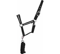 Hy - Ensemble licol et longe pour chevaux, paillettes BZ4309 (Poney) (Noir/argent)