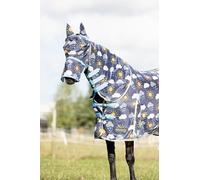 Hy Equestrian Come Rain or Shine Masque anti-mouches avec oreilles et nez détachable Bleu marine/bleu/jaune