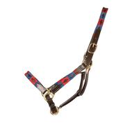 Hy Equestrian Licol polo en cuir - Bleu marine/rouge - Full