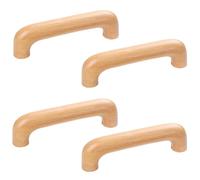 HY HUIJUN 4 Pièces Poignées de Porte Cuisine Meuble Tiroir, Poignée de Meuble Placards en Bois, Bouton Armoire Bois Naturel de Hêtre pour Cuisine, Armoire, Commode, Tiroir