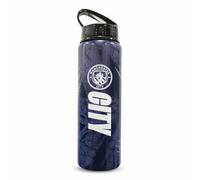 Hy-Pro Bouteille en aluminium sous licence officielle Manchester City F.C. 750 ml, Man City, paille pliable intégrée, étanche, légère, excellente idée cadeau de football