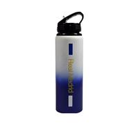 Hy-Pro Bouteille en aluminium sous licence officielle Real Madrid CF - 750 ml, motif délavé, mat, paille pliable intégrée, étanche, légère, excellente idée cadeau de football