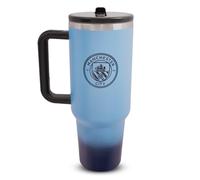 Hy-Pro Bouteille isotherme Manchester City de 1,18 l avec poignée - Bouteille d'eau en métal avec paille - Bouteille d'eau portable pour le sport et un usage quotidien - Design en acier inoxydable