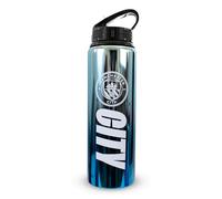 Hy-Pro Bouteille sous licence officielle Manchester City F.C 750 ml en aluminium, paille pliable intégrée, finition néochrome, anti-fuite, légère, sans BPA, Man City, bleu