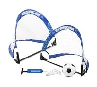 Hy-Pro Lot de 2 buts UEFA Champions League sous licence officielle - UCL, 2 buts de compétence, caoutchouc de 10,2 cm, pompe, sac de transport, piquets de sol, amélioration des compétences, équipement