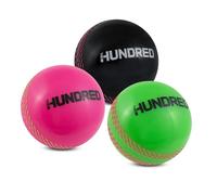 Hy-Pro Lot de 3 balles d'entraînement sous licence officielle The Hundred Windball, vert, rose, noir, équipement de cricket