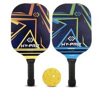 HY-PRO Set de Pickleball, 2 pagaies et 2 balles avec Sac de Transport, Bleu Marine et Jaune/Vert