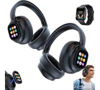 HY-X1 Pro Casque sans fil avec écran magnétique amovible, traducteur en 169 langues en temps réel, Bluetooth 6.0, photo, lampe de poche, alarme, enregistrement vocal (2 pièces)